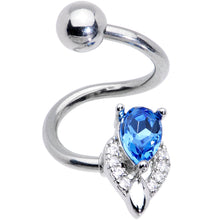 Load image into Gallery viewer, Clear Blue Gem Triple Oval Spiral Belly Ring
