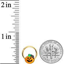 Load image into Gallery viewer, 16G 3/8 Gold Tone Spider Pumpkin Halloween Hinged Segment Ring
