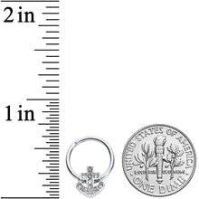 Load image into Gallery viewer, 16G 3/8 Clear Gem Nautical Anchor Hinged Segment Ring
