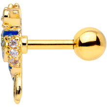 Load image into Gallery viewer, 16G 1/4  Clear Gem Gold Tone Blue Bird Cartilage Tragus
