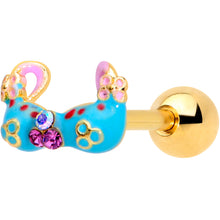 Load image into Gallery viewer, 16G 1/4 Pink Gem Gold Tone Bikini Top Cartilage Tragus Earring
