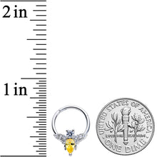 Load image into Gallery viewer, 16G 3/8 Yellow CZ Gem Bee Hinged Segment Ring
