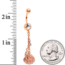 Load image into Gallery viewer, Clear Gem Rose Gold Tone Nautical Shell Dangle Belly Ring
