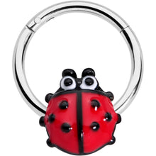 Load image into Gallery viewer, 16G 3/8 Whimsical Ladybug Hinged Segment Ring
