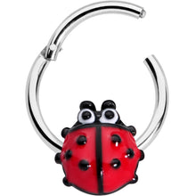 Load image into Gallery viewer, 16G 3/8 Whimsical Ladybug Hinged Segment Ring
