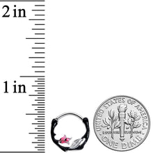 Load image into Gallery viewer, 16G 3/8 Pink Flower Black Cartilage Clicker
