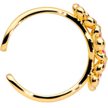 Load image into Gallery viewer, Gold Tone Powerfully Pink Flower Trio Toe Ring
