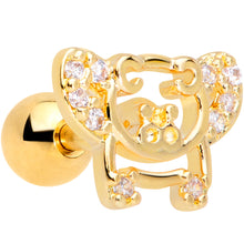 Load image into Gallery viewer, 16G 1/4 Clear Gem Gold Tone Flying Pigs Cartilage Tragus Earring
