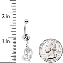 Load image into Gallery viewer, Clear Gem Blossoming Heart Flower Dangle Belly Ring

