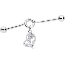 Load image into Gallery viewer, 14G Clear Gem Blossoming Heart Flower Dangle Project Bar 38mm
