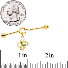 Load image into Gallery viewer, 14G Gold Tone Heart Music Valentine Dangle Project Barbell 38mm
