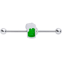 Load image into Gallery viewer, 14G Green Beer St Patricks Day Industrial Barbell Set of 2 38mm
