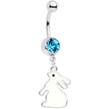 Load image into Gallery viewer, Aqua Gem Easter Bunny Glow in the Dark Dangle Belly Ring
