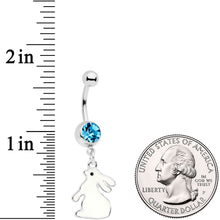 Load image into Gallery viewer, Aqua Gem Easter Bunny Glow in the Dark Dangle Belly Ring

