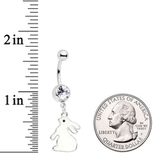 Load image into Gallery viewer, Clear Gem Easter Bunny Glow in the Dark Dangle Belly Ring
