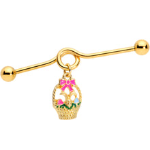 Load image into Gallery viewer, 14G Gold Tone Easter Basket Glow Dangle Project Bar 38mm
