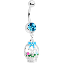 Load image into Gallery viewer, Blue Gem Easter Basket Dangle Belly Ring
