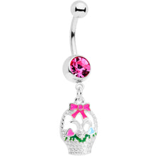 Load image into Gallery viewer, Pink Gem Easter Basket Dangle Belly Ring

