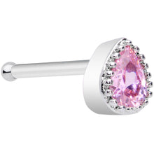 Load image into Gallery viewer, 20G 1/4 Pink CZ Gem Teardrop Nose Bone
