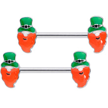 Load image into Gallery viewer, 14G 9/16 Green Leprechaun St Patricks Day Nipple Ring Set of 4
