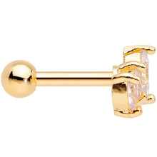 Load image into Gallery viewer, 16G 1/4 Clear CZ Gem Gold Tone Crown Cartilage Tragus Earring
