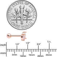 Load image into Gallery viewer, 16G 1/4 Clear CZ Gem Rose Gold Tone Crown Cartilage Tragus Earring
