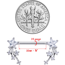 Load image into Gallery viewer, 14G 5/8 Clear CZ Gem Shooting Star Barbell Nipple Ring Set
