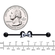Load image into Gallery viewer, 14G Black Bow Panda Bear Industrial Barbell 38mm
