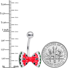Load image into Gallery viewer, Red Green Sweet Summer Watermelon Bow Belly Ring
