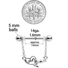 Load image into Gallery viewer, 14G 11/16 Love Rose Dangle Nipple Ring Set
