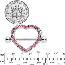 Load image into Gallery viewer, 14G 9/16 Pink Gem Love Hearts Nipple Shield Set
