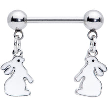 Load image into Gallery viewer, 14G 9/16 Glow in the Dark Easter Bunny Dangle Nipple Ring Set

