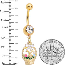 Load image into Gallery viewer, Clear Gem Gold Tone Easter Basket Dangle Belly Ring
