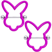 Load image into Gallery viewer, 14G 9/16 Pink Glow in the Dark Easter Bunny Nipple Shield Set
