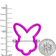 Load image into Gallery viewer, 14G 9/16 Pink Glow in the Dark Easter Bunny Nipple Shield Set
