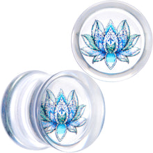 Load image into Gallery viewer, Clear Blue Acrylic Lotus Flower Saddle Plug Set
