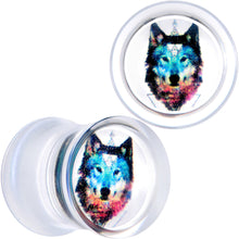 Load image into Gallery viewer, Clear Blue Brown Wolf Acrylic Saddle Plug Set
