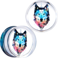 Load image into Gallery viewer, Clear Blue Brown Wolf Acrylic Saddle Plug Set
