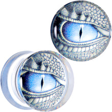 Load image into Gallery viewer, Clear Blue Acrylic Dragons Eye Saddle Plug Set
