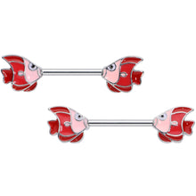 Load image into Gallery viewer, 14G 9/16 Brown Nautical Fish Barbell Nipple Ring Set
