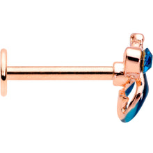 Load image into Gallery viewer, 16G 5/16 Blue Gem Rose Gold Tone Mermaid Labret Monroe Tragus
