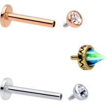 Load image into Gallery viewer, 16G 5/16 Clear Gem Rose Gold Tone Bioplast Labret Tragus Set of 3
