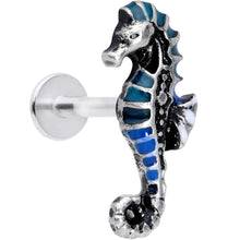 Load image into Gallery viewer, 16G 5/16 Nautical Seahorse Labret Monroe Tragus
