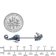 Load image into Gallery viewer, 14G 9/16 Nautical Seahorse Barbell Nipple Ring Set
