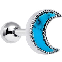 Load image into Gallery viewer, 16G 1/4 Faux Turquoise Crescent Moon Cartilage Tragus Earring
