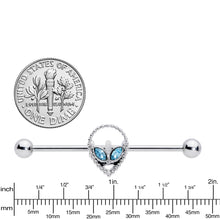 Load image into Gallery viewer, 14G Aqua Gem Hollow Alien Industrial Barbell 38mm
