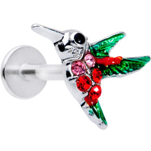 Load image into Gallery viewer, 16G 5/16 Red Pink Gem Green Hummingbird Labret Monroe Tragus
