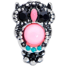 Load image into Gallery viewer, 16G 1/4 Black Gem Pink Orb Owl Cartilage Tragus Earring

