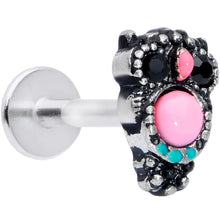 Load image into Gallery viewer, 16G 5/16 Black Gem Pink Orb Owl Labret Monroe Tragus
