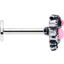 Load image into Gallery viewer, 16G 5/16 Black Gem Pink Orb Owl Labret Monroe Tragus

